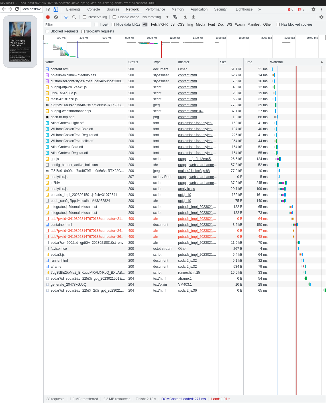 Image of a WebView debugged with Chrome’s inspect window